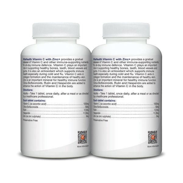 VitaHealth  Vitamin C With Zinc 2x60s+2x60s Supply