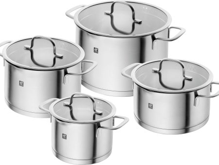 Zwilling Trueflow 4 Pc Cookware Set - 16 Cm Saucepan No Lid, 16 Cm, 20 Cm , Stock Pot And 20 Cm Stew Pot - Glass Lid With Drainer For Sale