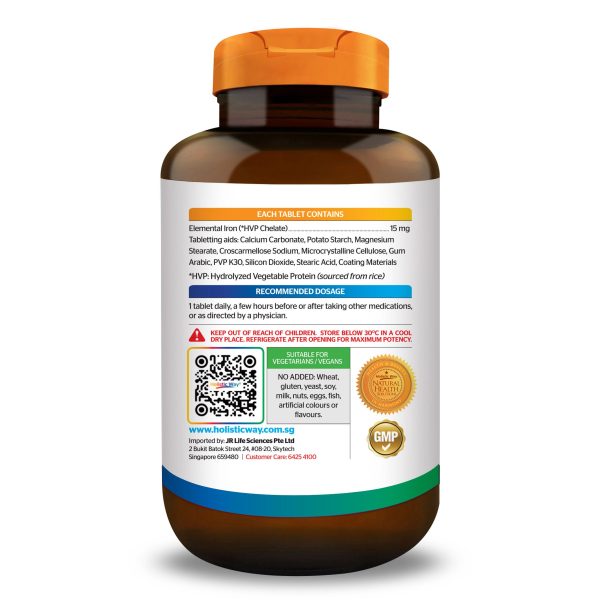 Holistic Way Iron Tablets Chelated 15mg (100 Tablets) Online now